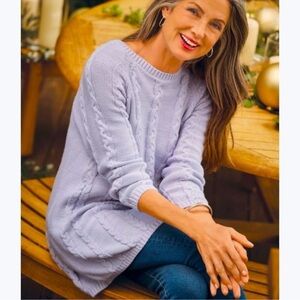 NWT Soft Surroundings Flurry Tunic Pullover Sweater Lilac Purple Medium